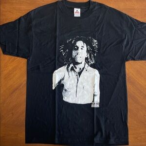 Black Graphic Tee with Iconic Print Bob Marley